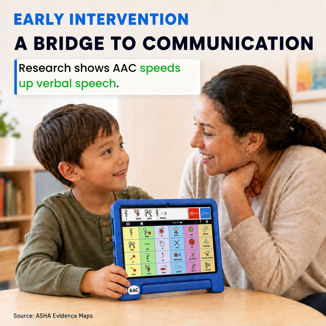 Parent and child using Talking Tiles during early communication practice