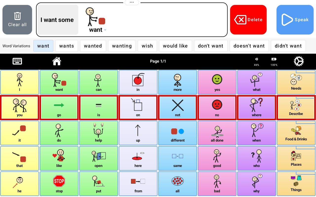AAC board with a red highlight around a row of tiles during scanning.